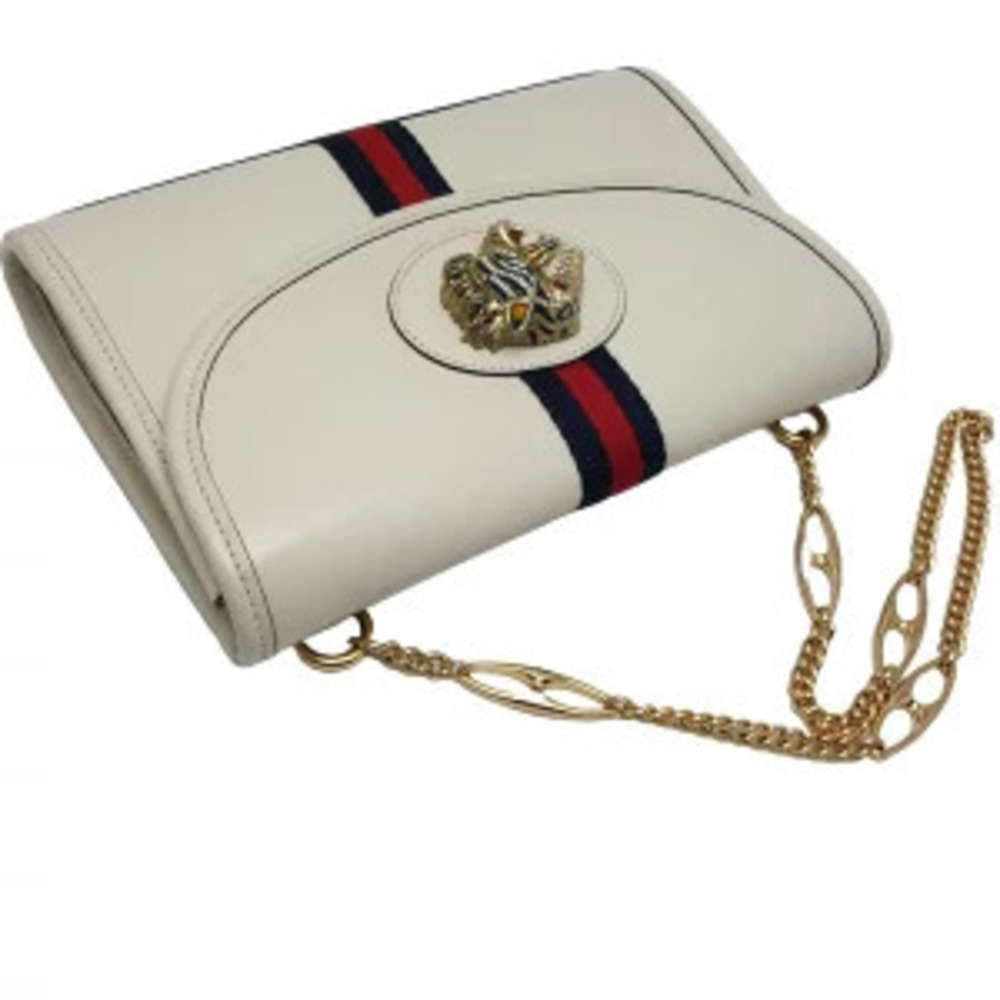 Gucci White Calfskin Raja Bag Tiger Sherry Head